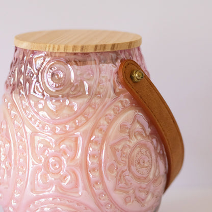 Mandala Lantern Candle Pink