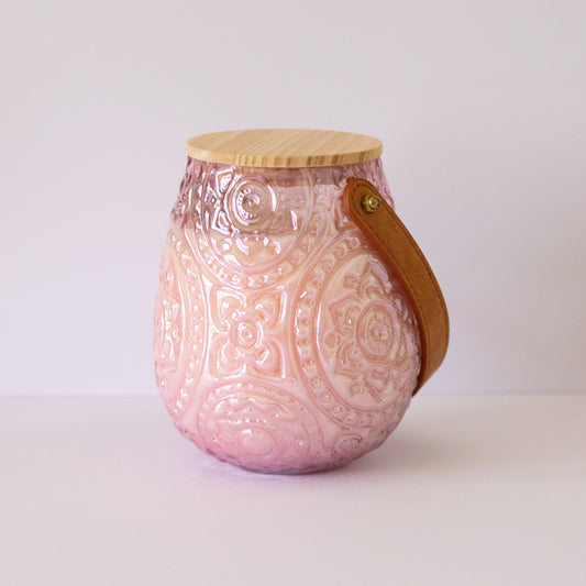 Mandala Lantern Candle Pink