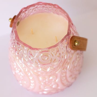 Mandala Lantern Candle Pink