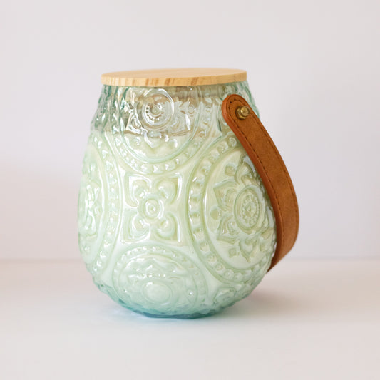 Mandala Lantern Candle Aqua