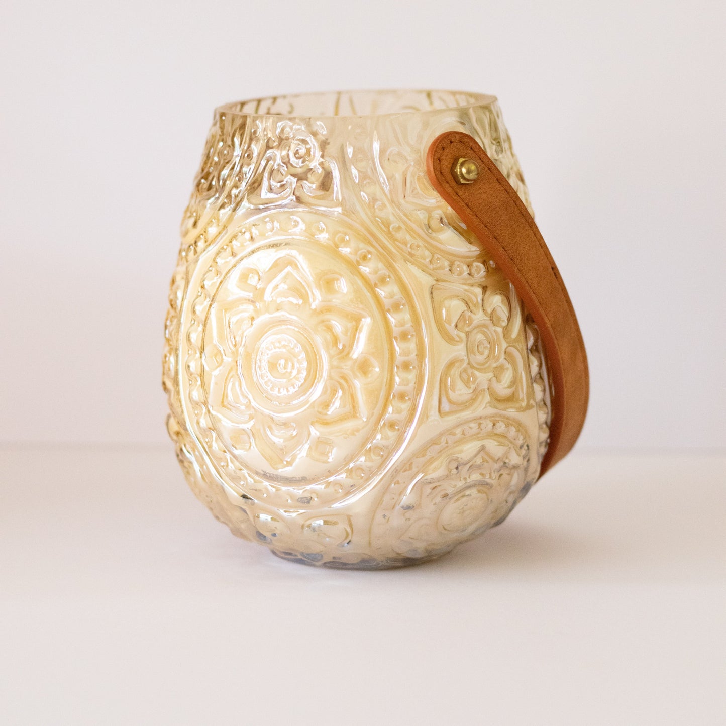 Mandala Lantern Candle Amber