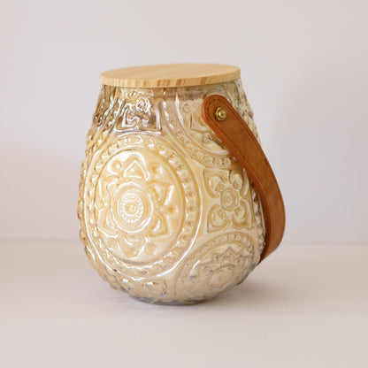Mandala Lantern Candle Amber