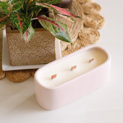 Mini Baguette Centrepiece Candle Soft Pink