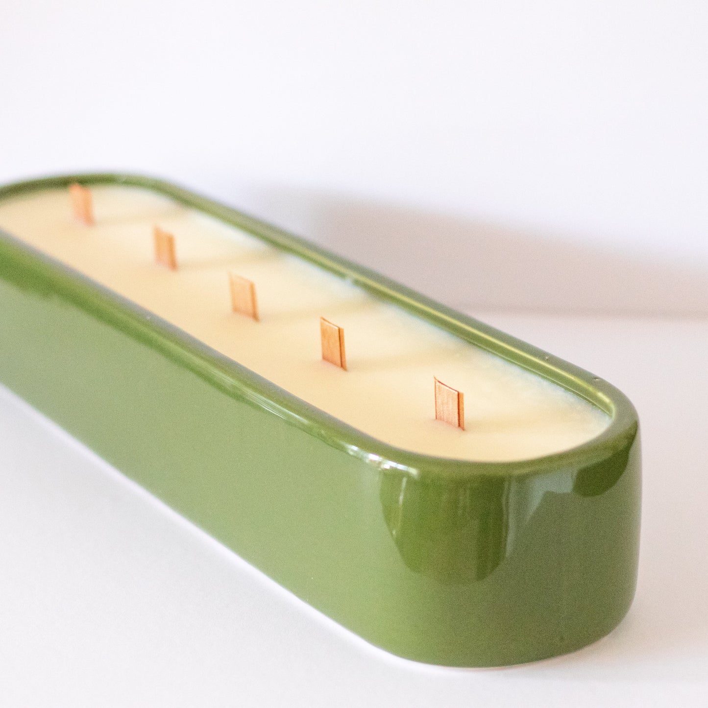 Baguette Centrepiece Candle Olive Green