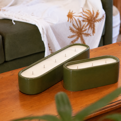 Mini Baguette Centrepiece Candle Olive Green