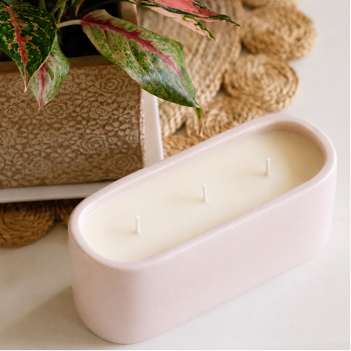 Mini Baguette Centrepiece Candle Soft Pink