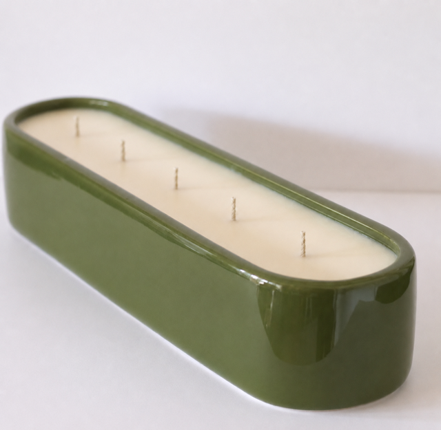 Baguette Centrepiece Candle Olive Green
