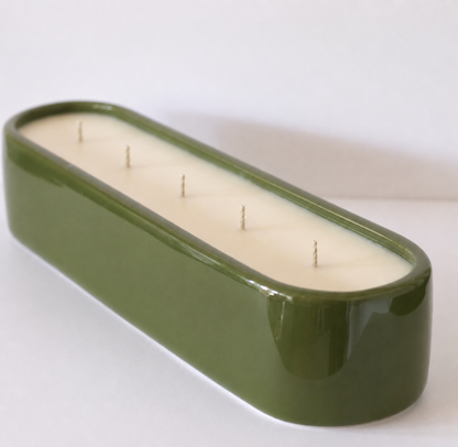 Baguette Centrepiece Candle Olive Green